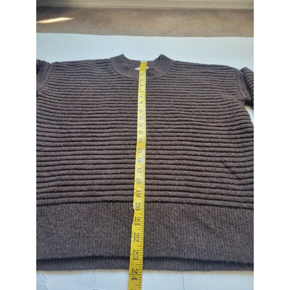 Madewell Chocolate Brown Ribbed Long Sleeve Wool Blend Sweater Size XS Modern - Picture 9 of 10